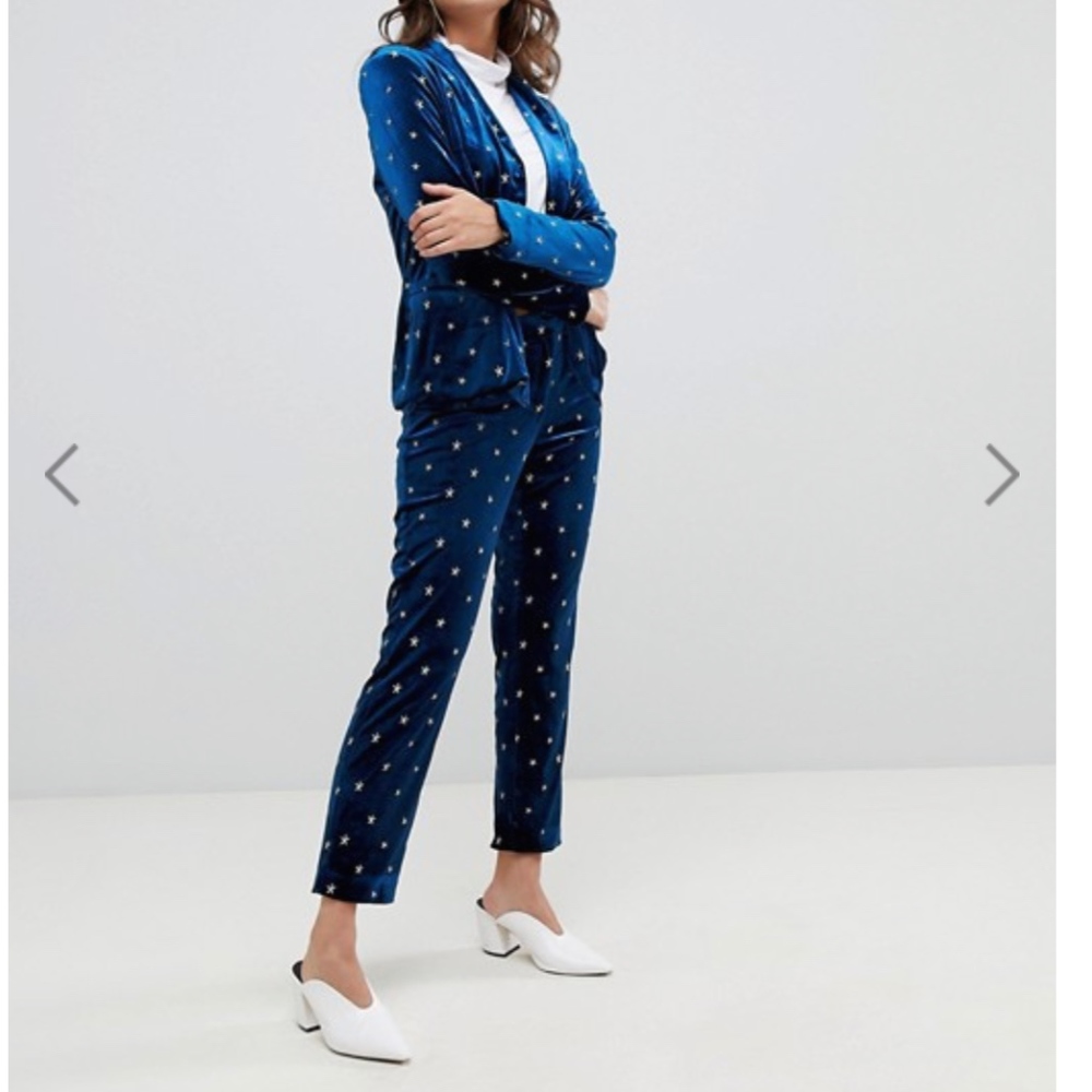 Velvet pantsuit - stars embroidery NWOT